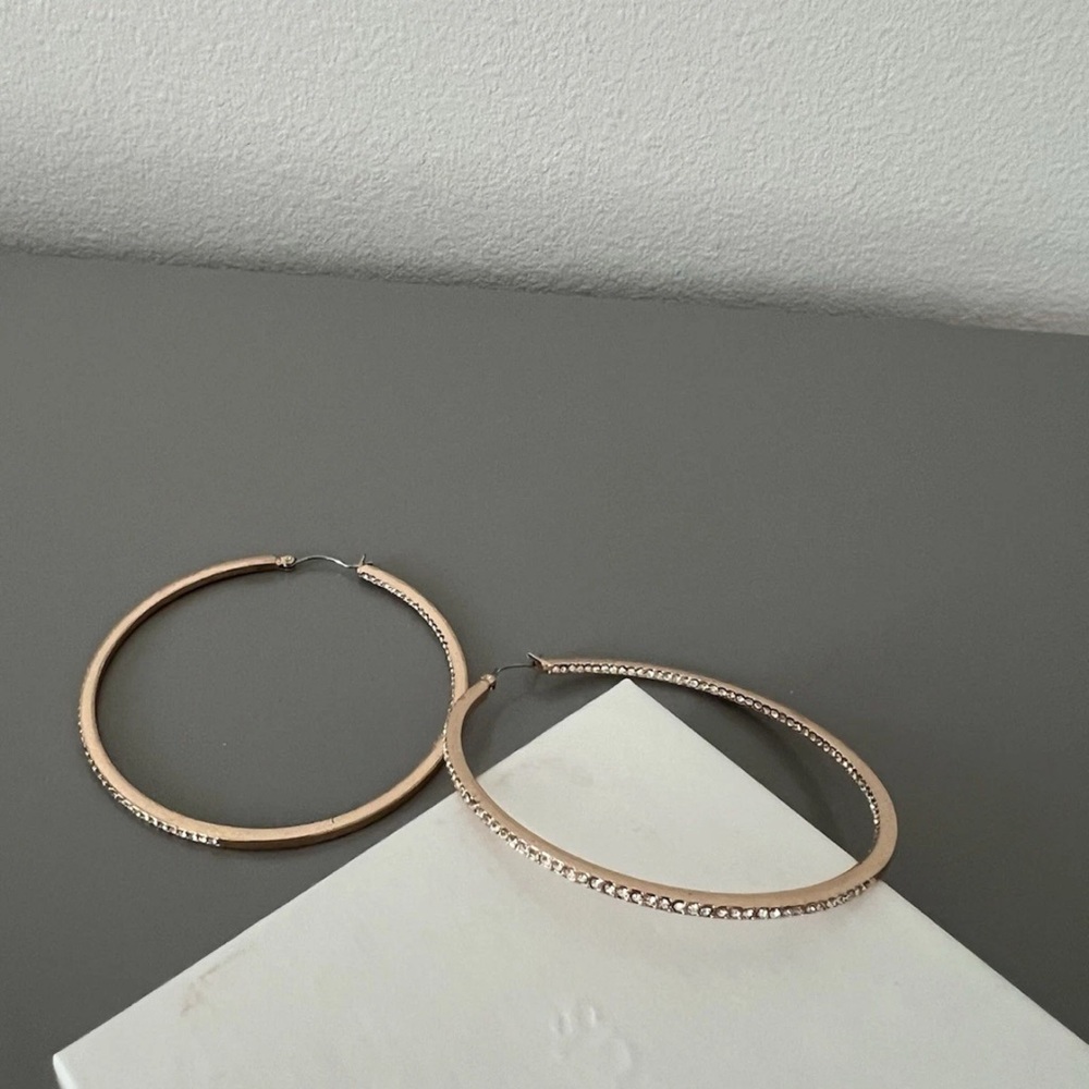 Jessica Simpson Diamond Hoop Earrings Rose Good